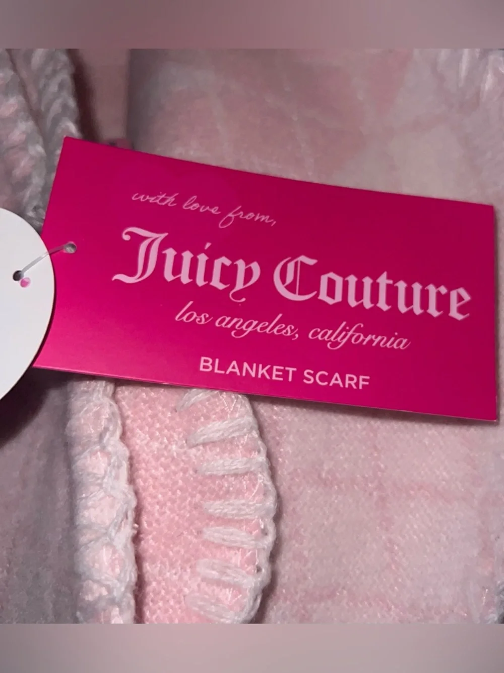 Juicy Couture Pink & White Monogram Blanket‎ Scarf